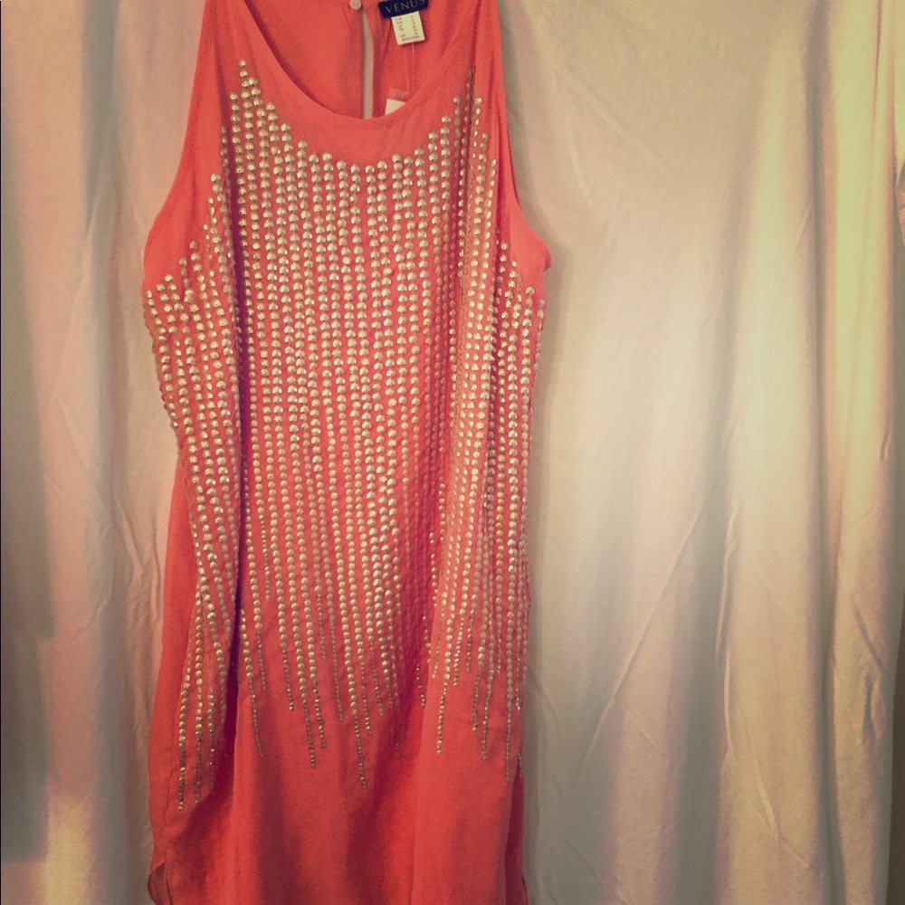 Venus coral spaghetti strap dress